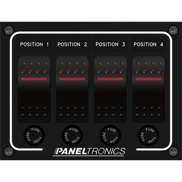 Paneltronics Waterproof Panel - DC 4-Position Illuminated Rocker Switch &amp; Fuse [9960011B]