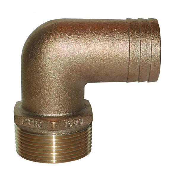 GROCO 3/4&quot; NPT x 3/4&quot; ID Bronze 90 Degree Pipe to Hose Fitting Standard Flow Elbow [PTHC-750]